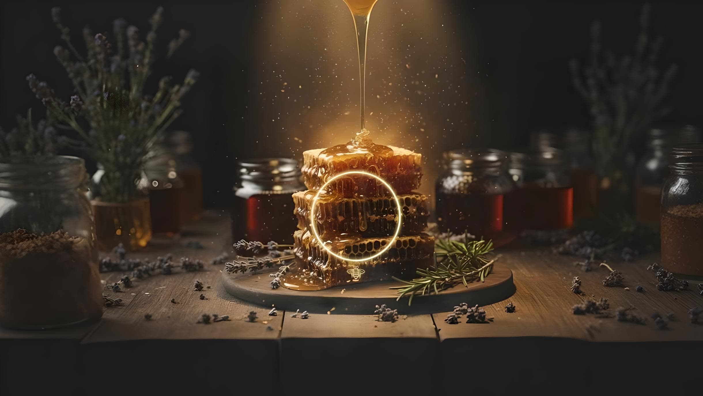 Golden honey and honeycomb from Bucovina